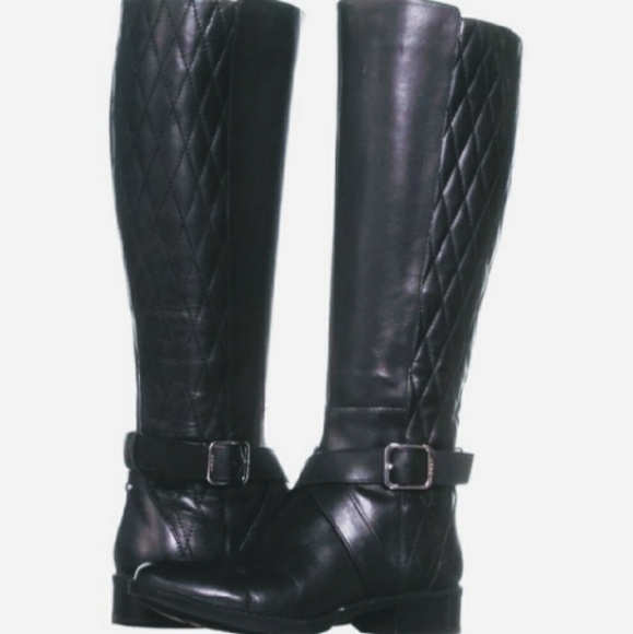 dkny black leather boots